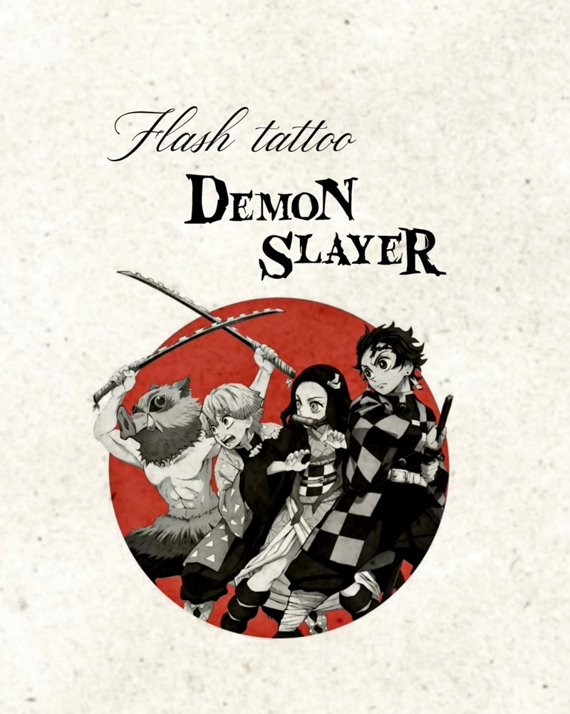 Demon Slayer flash tattoo collection